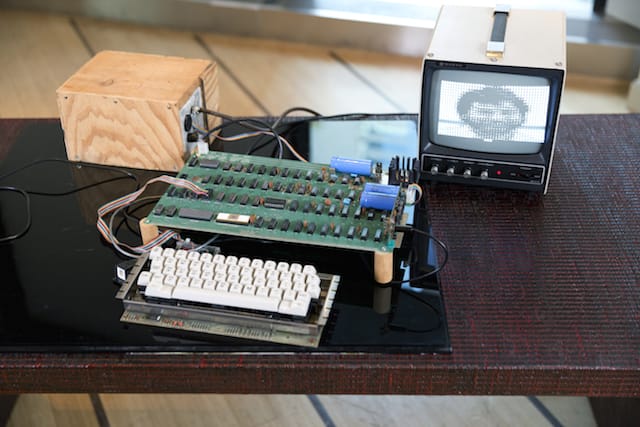 One of six known functioning Apple-1 computers sold at Bonhams for $905,000. The Apple-1 computers were designed and hand built by Steve Wozniak in 1976 (image courtesy of Bonhams)