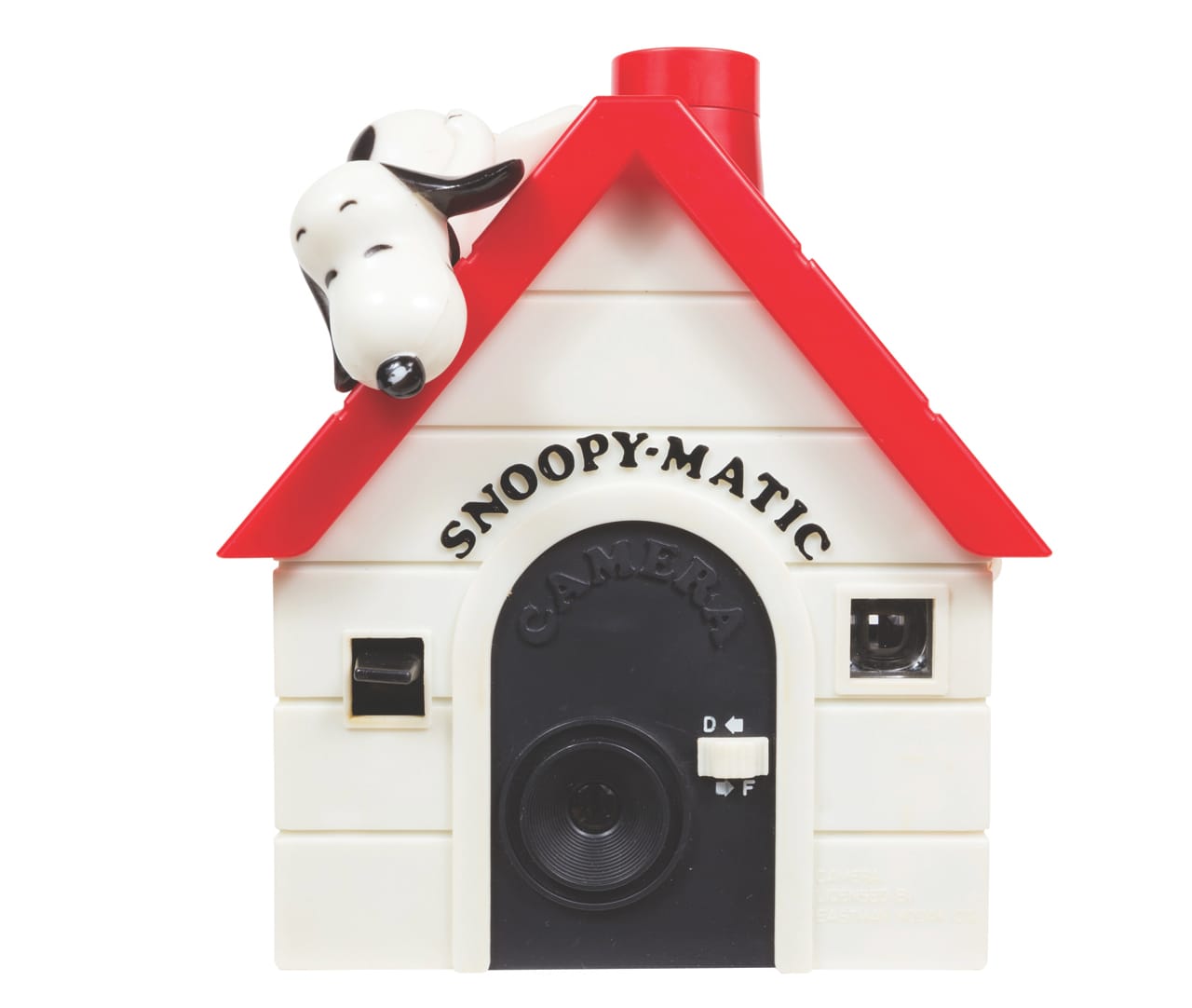 Snoopy-Matic Manufactured in Hong Kong for Helm Toy Corp. Year: 1980. Film: 126. Flash: flash cubes.