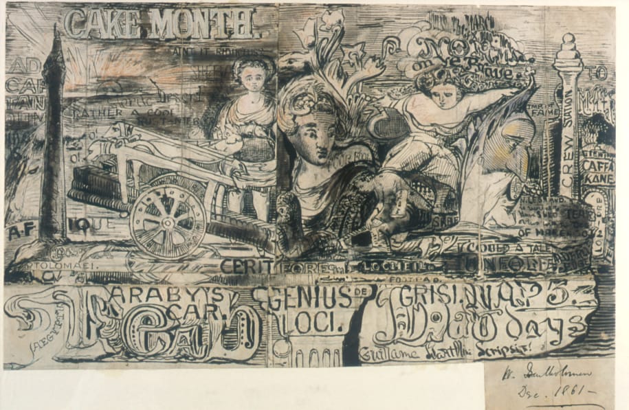 William Bartholomew, Cake Month - ain't it ridik'lus?, 1861 (patient artwork, Chricton Royal Hospital), Borthwick Institute for Archives