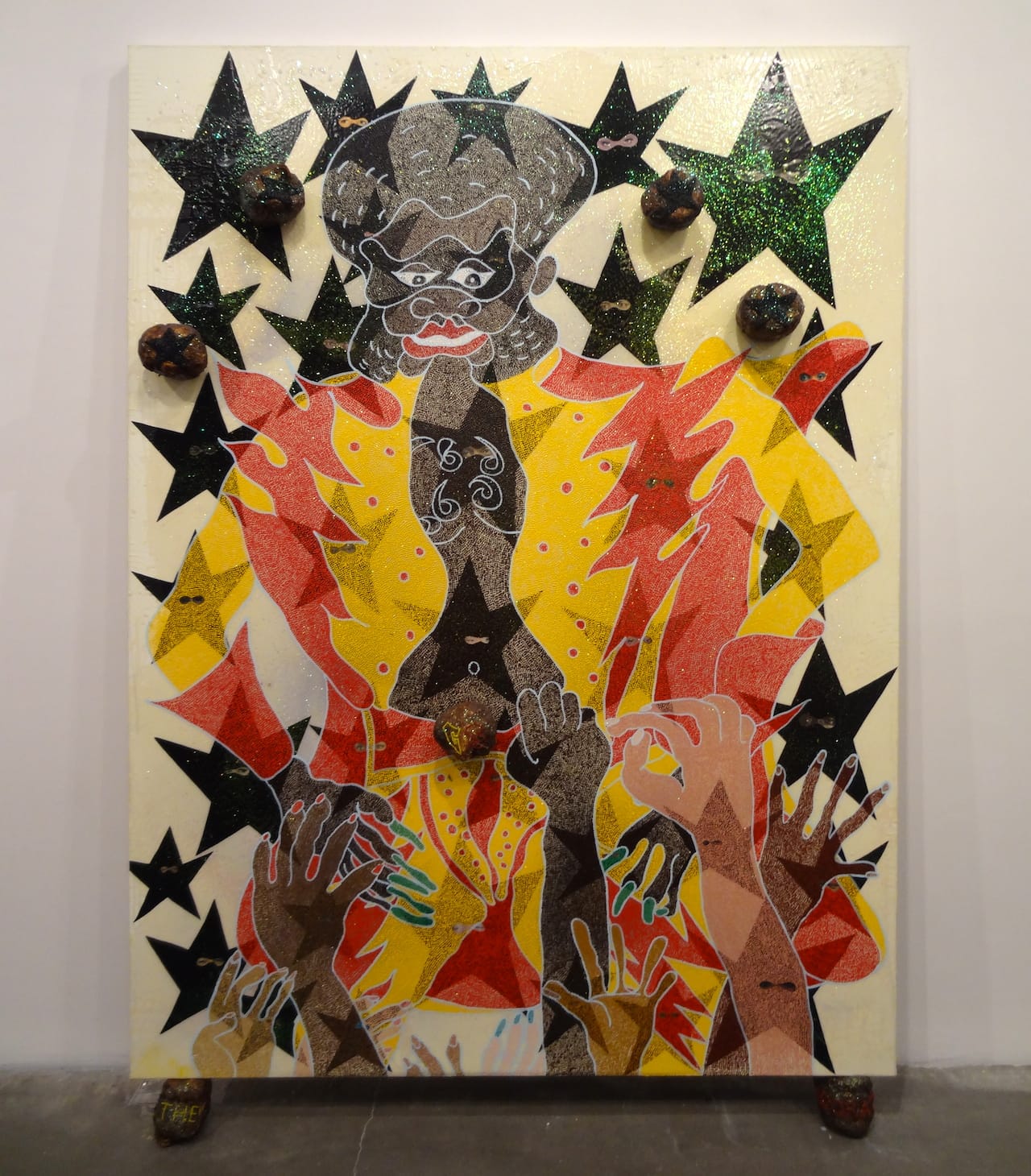 Chris Ofili, "The Legend of Captain Shit and the Legend of Black Stars (Third Version)" (1998)