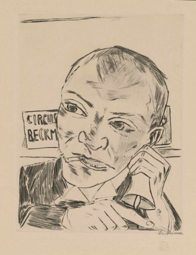 Max Beckmann, “The Barker,” 1922. Museum Works of Art Fund. © Max Beckmann. (Courtesy of the RISD Museum, Providence, RI) 