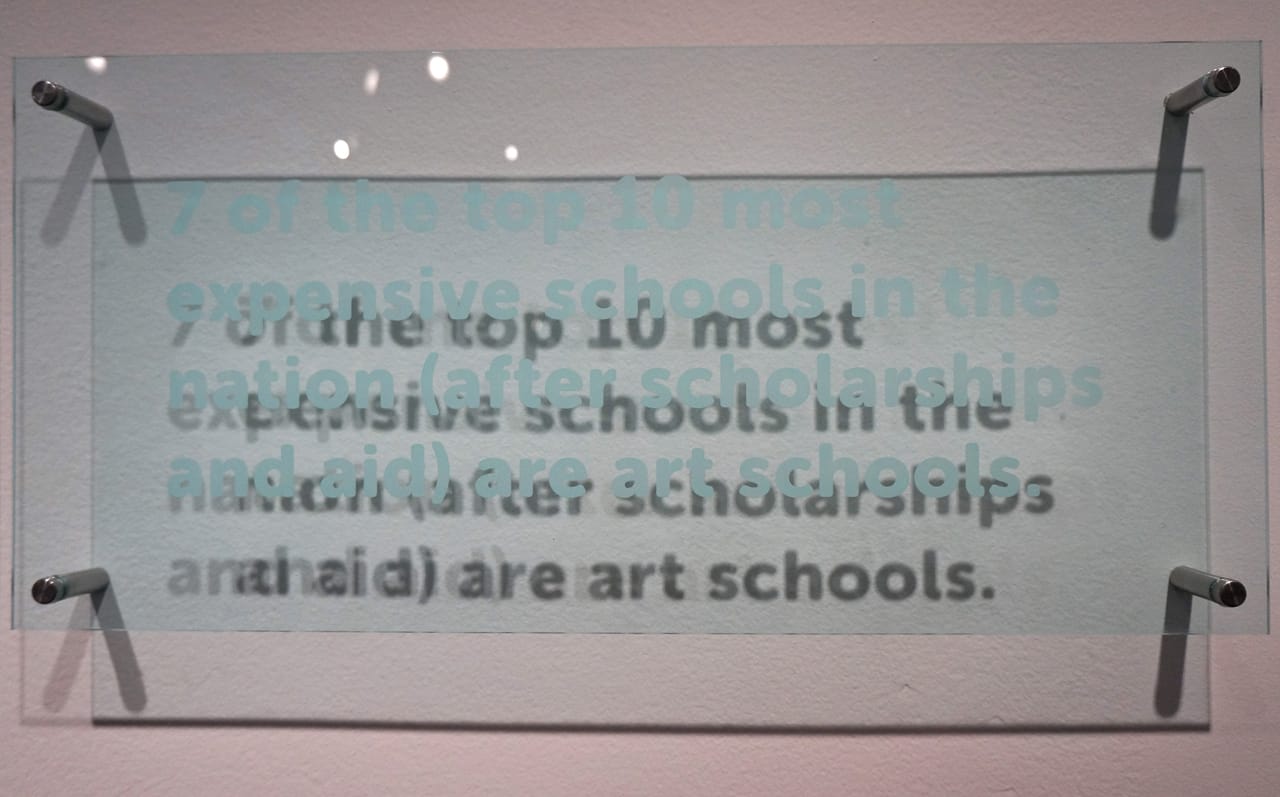A detail of BFAMFAPHD's installation in the 'Crossing Brooklyn' exhibition at the Brooklyn Museum (photo by Jillian Steinhauer/Hyperallergic)