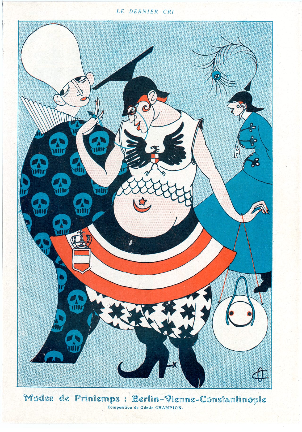 Odette Champion, “Modes de printemps: Berlin-Vienne-Constantinople.” Fantasio. Paris: Félix Juven, [1915]. Gift of Neil Harris and Teri J. Edelstein, The University of Chicago Library.