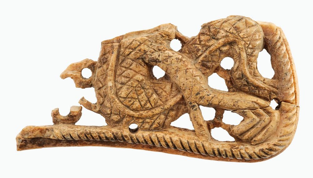 A fragment of a bone plate, discovered in the Christian quarter of Ukek