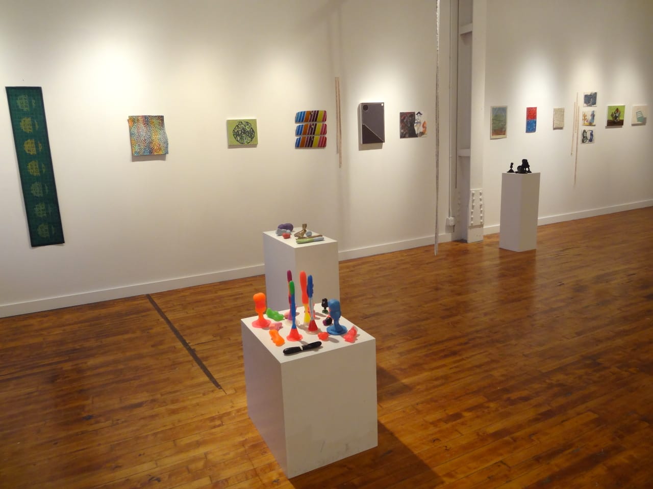 Installation view of works presented by Blackwater Polytechnic (Essex, UK), Season (Seattle), and Theodore:Art in the latter's Bushwick space