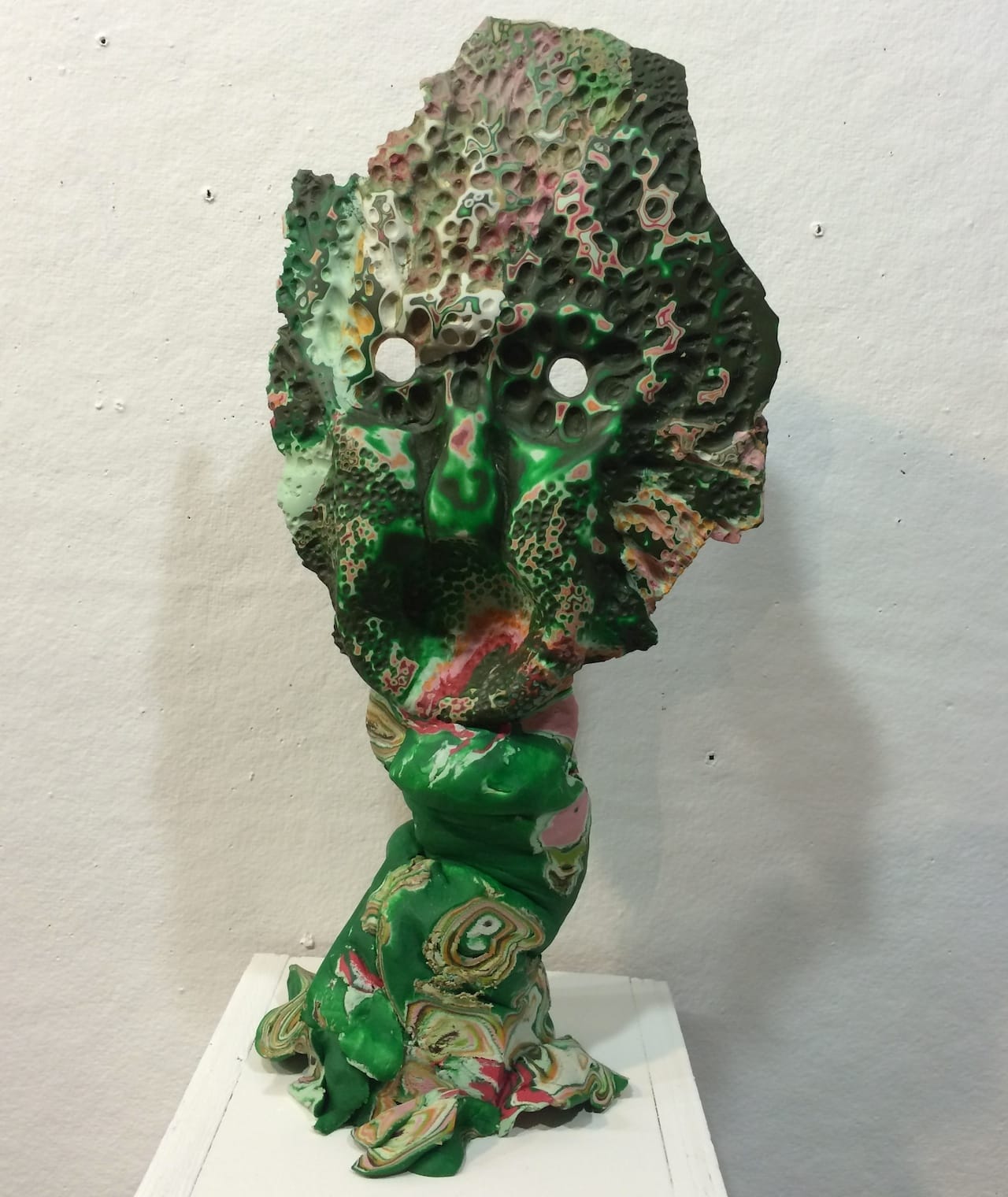 A sculpture by Daniel Wiener in a pop-up exhibition at Abby Goldstein's studio at 110 Nevins Street