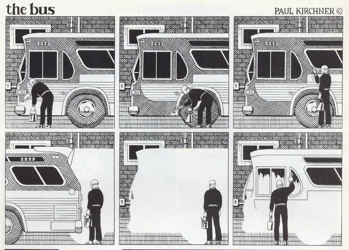 A series of comics, The Bus by Paul Kirchner (via butdoesitfloat.com)