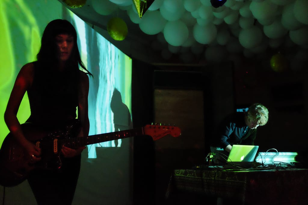 J. G. Thirlwell and Sarah Lipstate performing