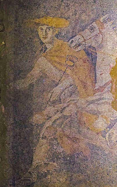 The figure of Hermes in the mosaic (click to enlarge)