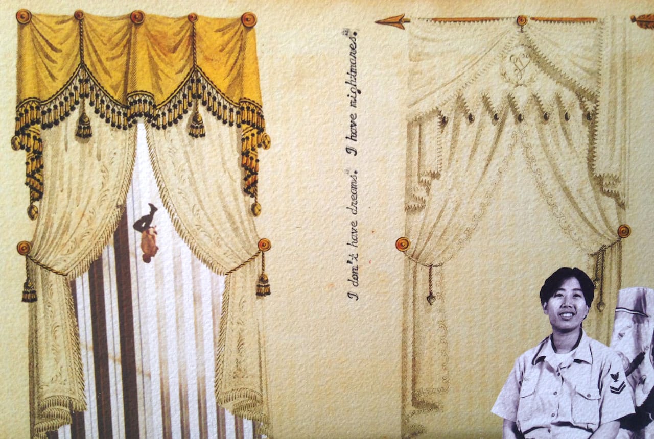 Chelsea Rae Klein, "I Don't Have Dreams, I Have Nightmares" (2014), archival collage print and typewriter ink