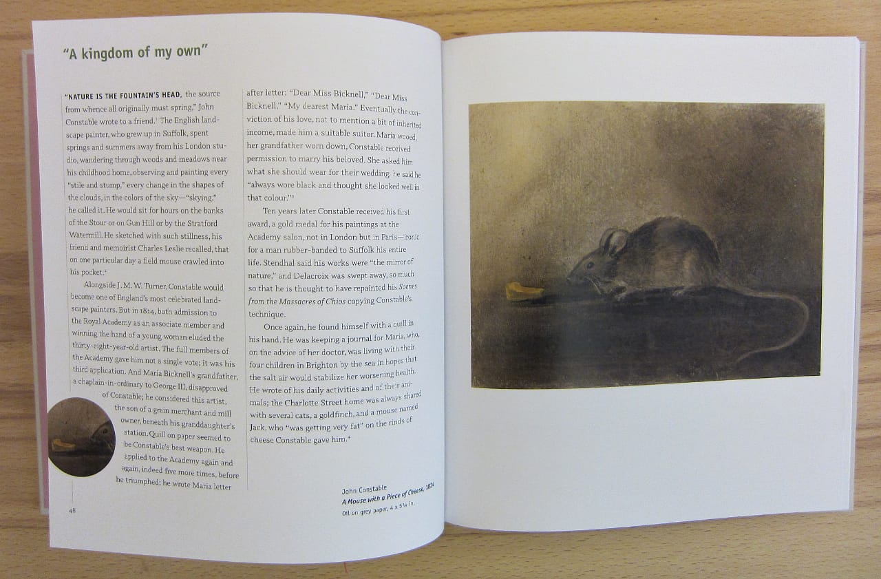 Art by John Constable in "Mouse Muse: The Mouse in Art" (photograph of the book by the author for Hyperallergic)
