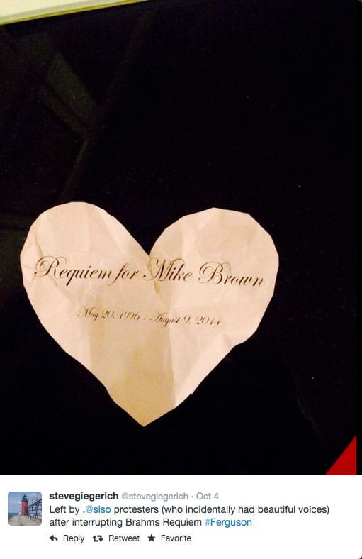 Paper heart dropped by protesters (photo by ‏@stevegiegerich/Twitter)