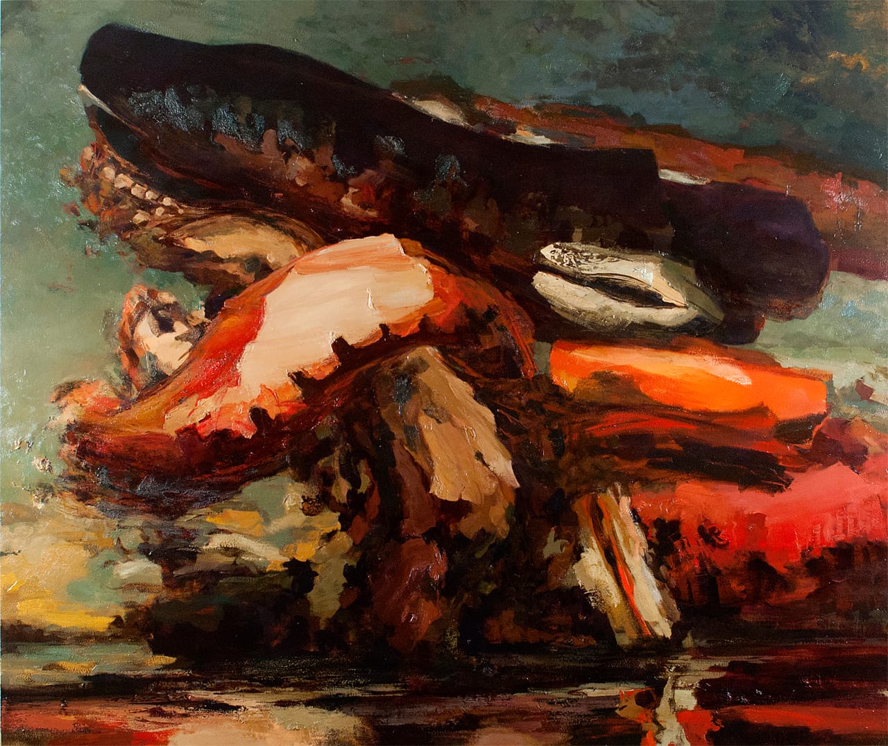 Dana Saulnier, "A Month’s Mind" (2012), oil on canvas, 76" x 90”