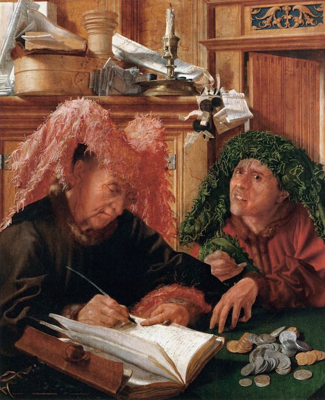 Marinus van Reymerswaele, "The Tax Collectors" (1540s), oil on panel, 94 x 77 cm. Musée du Louvre, Paris. (Image via Web Gallery of Art)