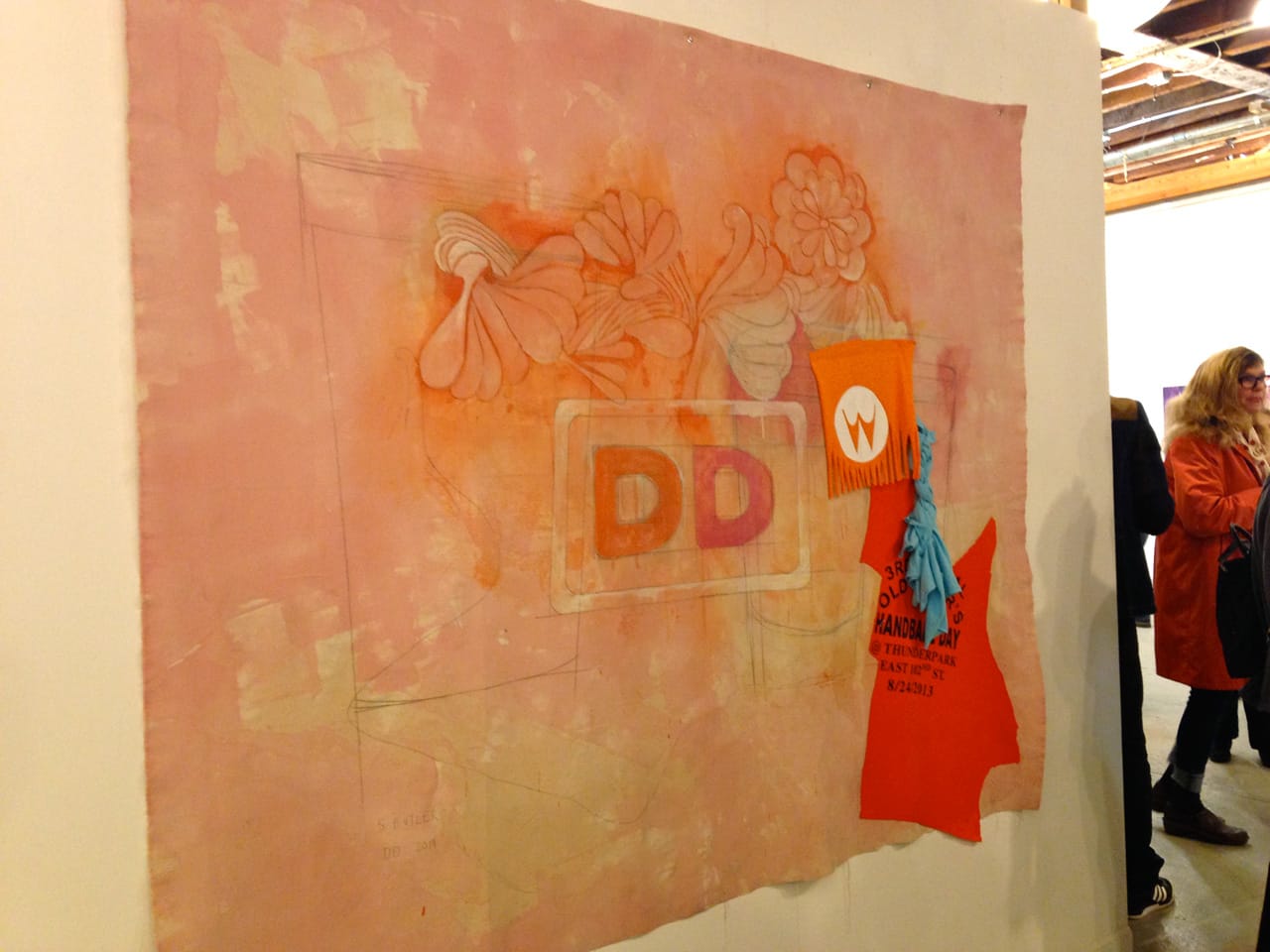 Sharon Butler, "DD (WantMe)" (2014), pencil, pigment, binder, T-shirts on canvas, 72” x 84”