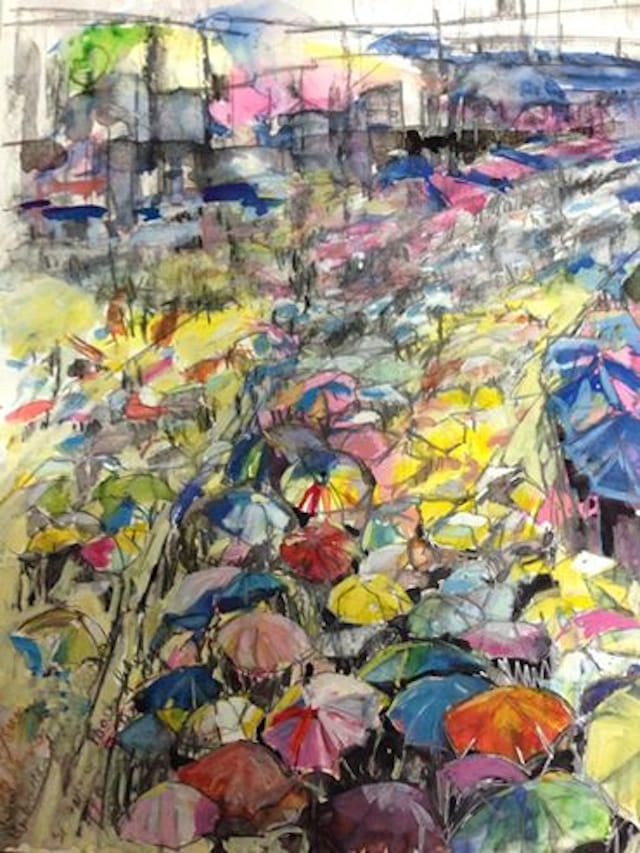 Umbrellas blooming in Admiralty by Christine Bruce (Image via Facebook)