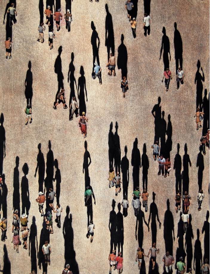 Art Werger, “Passing,” 2010. Lithograph, etching with rosin aquatint. Overall: 25 x 18 7/8 in. (63.5 x 47.94 cm). From the ASU Art Museum collection; gift of the artists. 