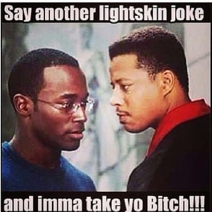 One of many light-skinned/dark-skinned memes from the internet (courtesy the artist)