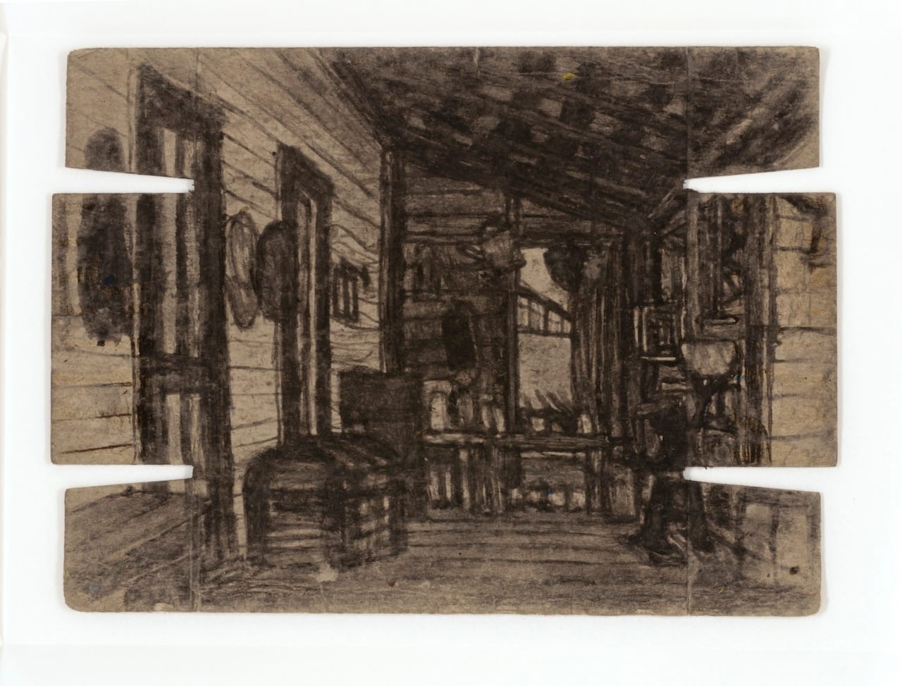 James Castle, "Untitled," n.d., found paper, soot, Smithsonian American Art Museum, Gift of the James Castle Collection and Archive and museum purchase through the Luisita L. and Franz H. Denghausen Endowment, 2013.27.38 Recto and Verso