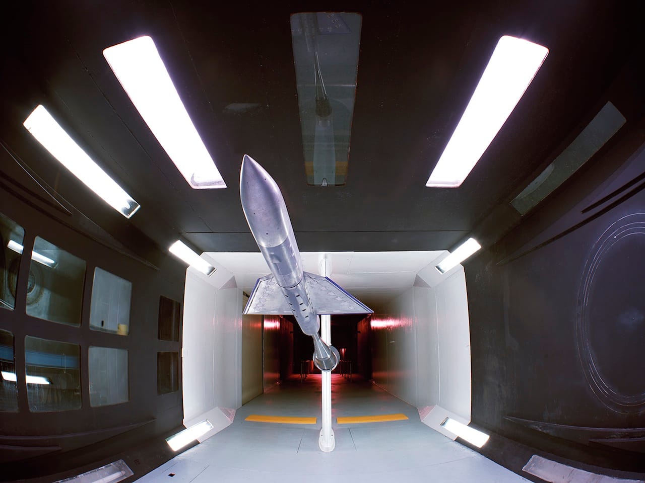 Fig. 3.14 Wind Tunnel Test Chamber with Model, 7 X 10 Foot Wind Tunnel, NASA Langley Research Center, Virginia 1997 The size of the wind tunnel, 7 X 10 foot in this case, refers to the size of the test chamber. This is the test chamber of the 7 X 10 foot wind tunnel at Langley Research Center with an aerodynamic model in place for example.