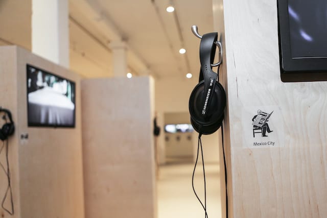 Installation view, 'Labor in a Single Shot' (photo by Melissa Blackall Photography at Mills Gallery, Boston Center for the Arts, Labor in a Single Shot, September 19–November 30, 2014)