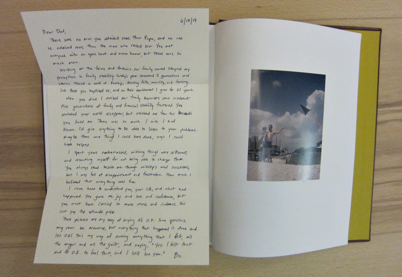 McNair Evans, "Confessions for a Son" (photograph of the book by the author for Hyperallergic)
