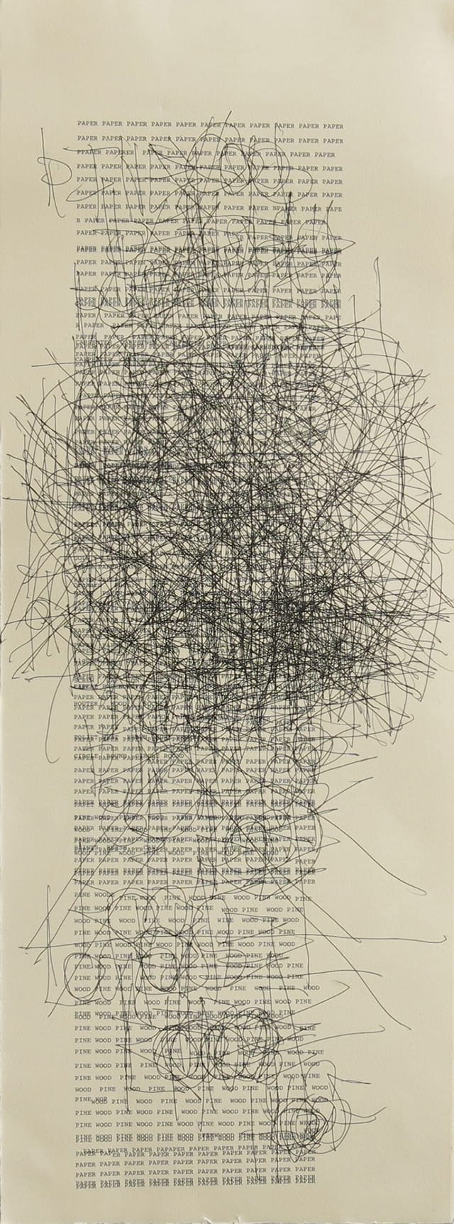 Dan Miller, "Untitled (Lumber)" (2014), typewritten text on paper, 11"x30"