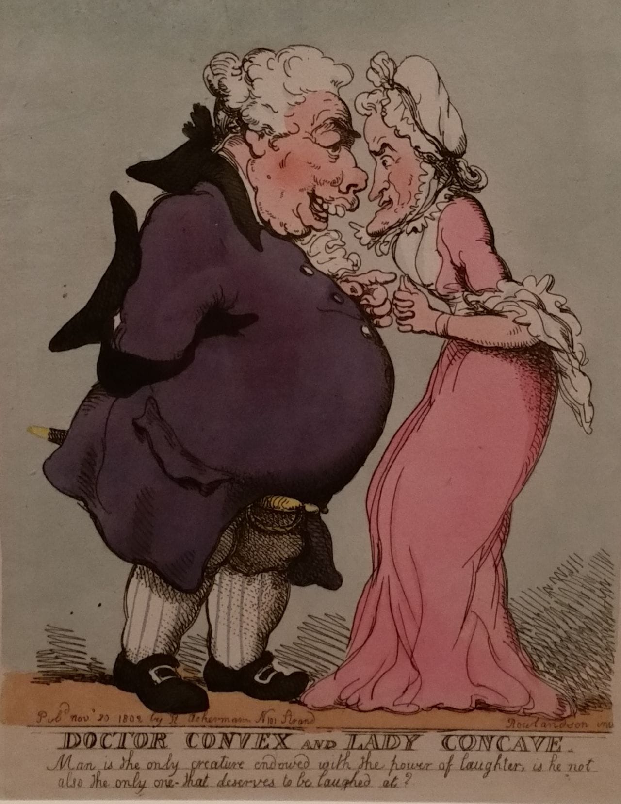 Thomas Rowlandson, "Doctor Convex and Lady Concave" (1802), hand colored etching