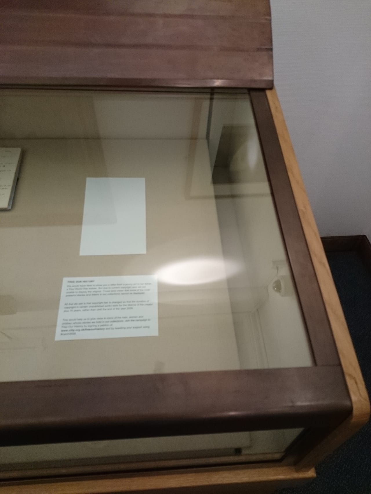 An empty display case at the Leeds University Library Reading Room (image courtesy Leeds University, via Flickr)