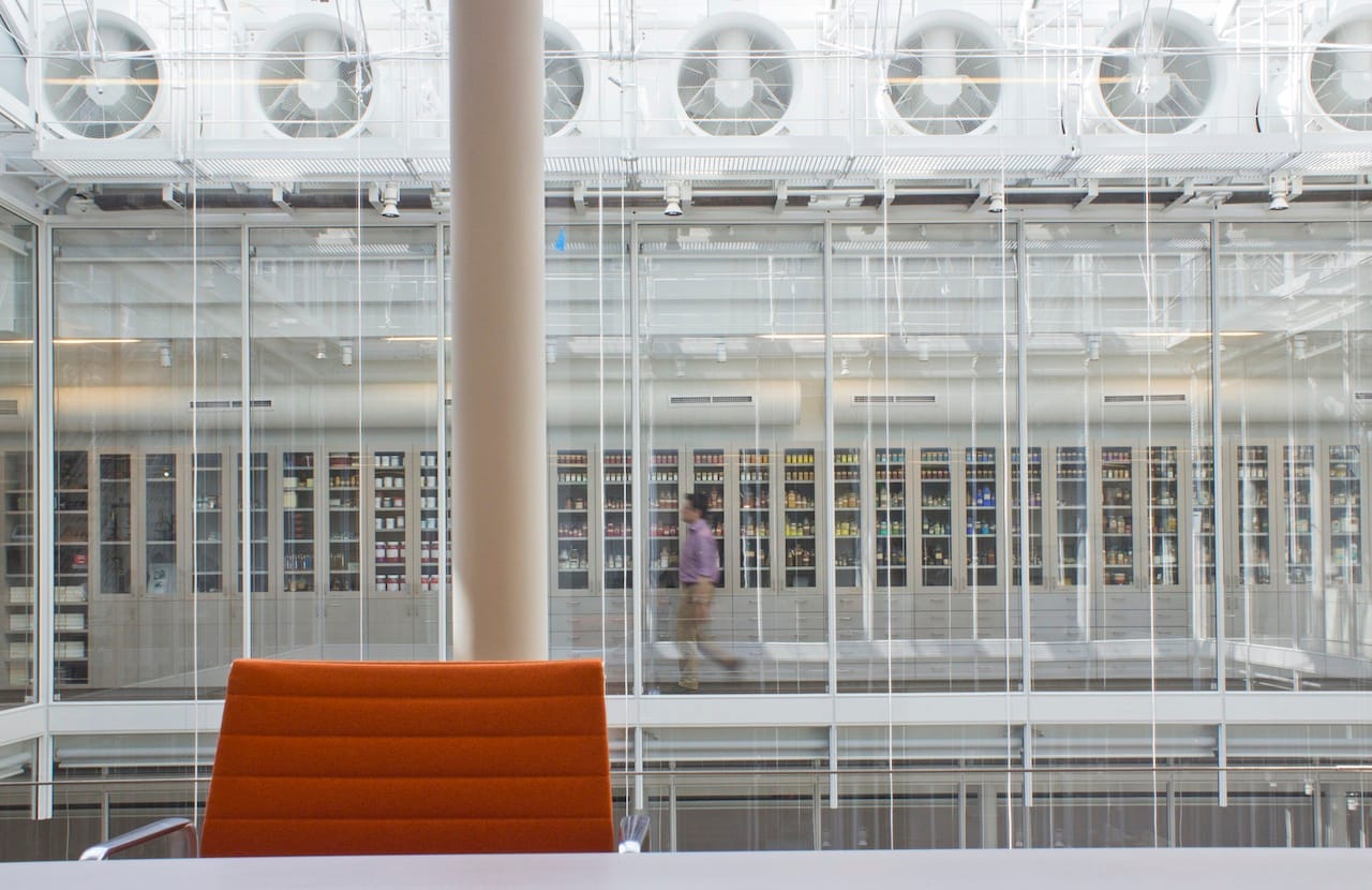 The Harvard Art Museums, during renovation and expansion, showing the Straus Center for Conservation and Technical Studies. Photo: Zak Jensen.