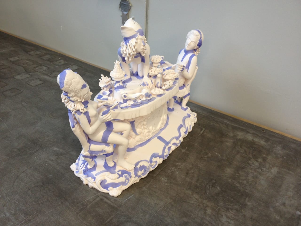 Antemann's work being glazed