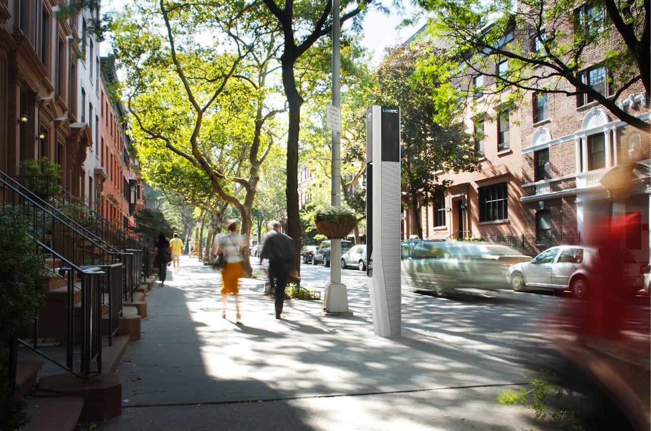 Rendering of a residential LinkNYC link somewhere in Brooklyn (all images courtesy LinkNYC, via link.nyc)