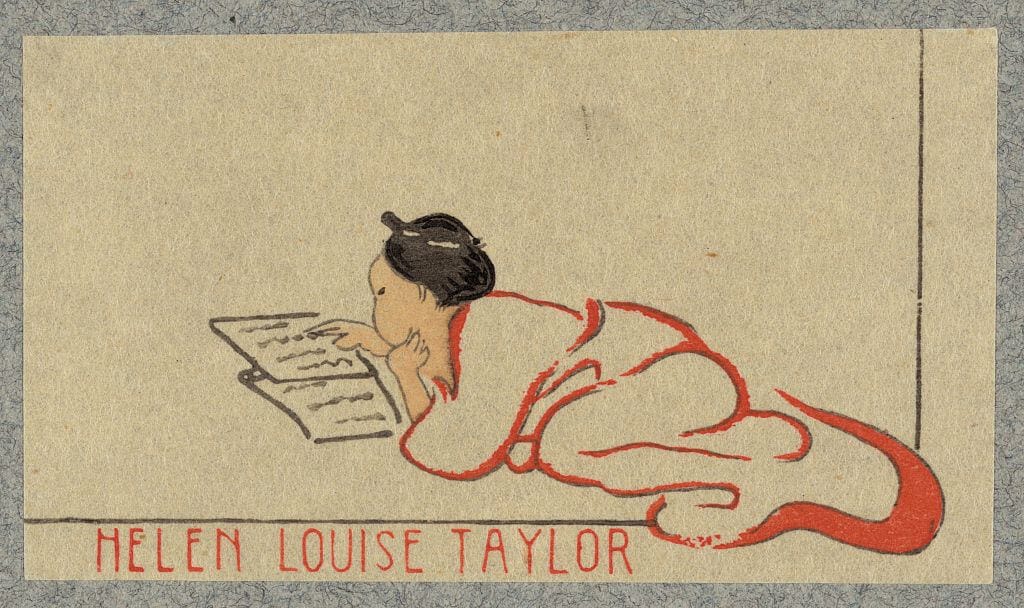 Bookplate of Helen Louise Taylor, Cincinnati, Ohio, wood engraving (via Library of Congress, Prints and Photographs Division)