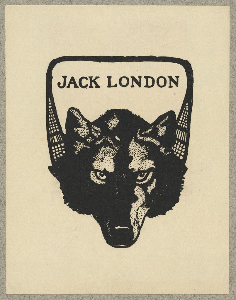 Bookplate of author Jack London, lithograph (via Library of Congress, Prints and Photographs Division)