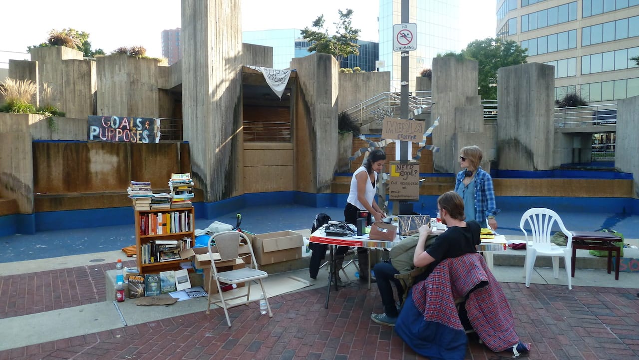 Occupy Baltimore in McKeldin Plaza (photo by  A.Currell/Flickr)