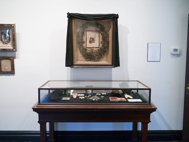 Installation view, "The Art of Mourning" at The Morbid Anatomy Museum (all photos courtesy The Morbid Anatomy Museum)