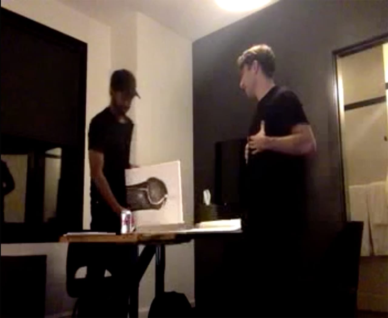 Artist Ryder Ripps and Jay in the Ace hotel room (screenshot by the author, via 