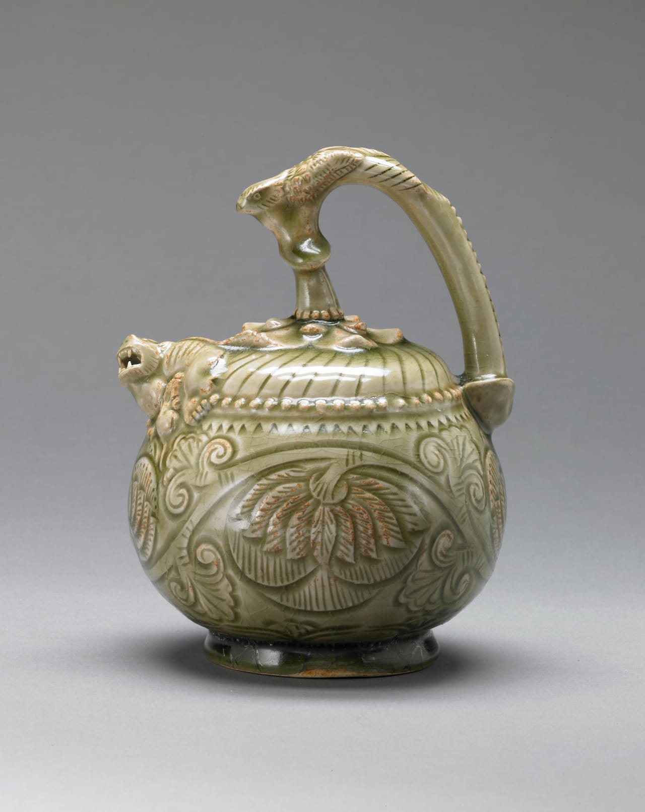 Chinese, "Ewer with Design of Floral Scrolls and Spout in the Form of a Lion-Dog," (10th–11th century) (all images courtesy the Saint Louis Art Museum, Spink Asian Art Collection, bequest of Edith J. and C.C. Johnson Spink, unless indicated otherwise)