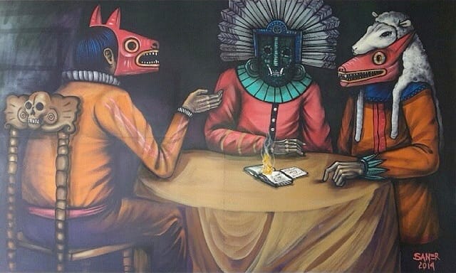 Saner's mural in response to Ayotzinapa (photo by @polanckov/Instagram)