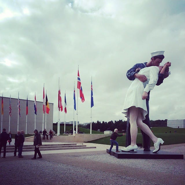 Seward Johnson's sculpture outside the Caen World War II memorial (photo by @jamie6112/Instagram)