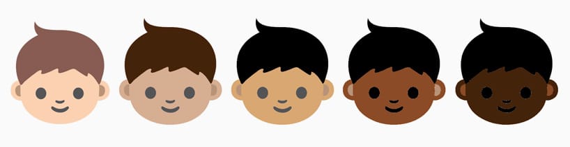 The proposed range of emoji skin tones (all images courtesy the Unicode Consortium)
