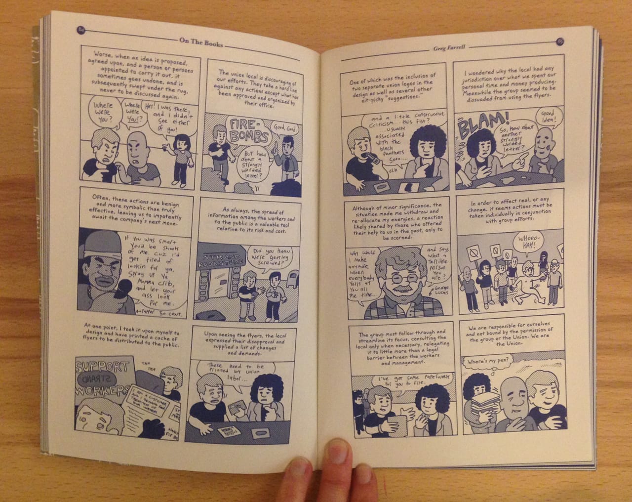 A spread from Greg Farrell's 'On the Books'