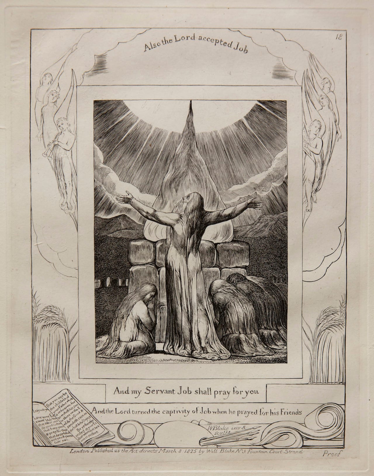 William Blake Job’s Sacrifice, from Illustrations of the Book of Job, 1825 (published 1826) Engraving on India paper chine collé on wove paper Jansma Collection, Grand Rapids Art Museum, 2014.1s 