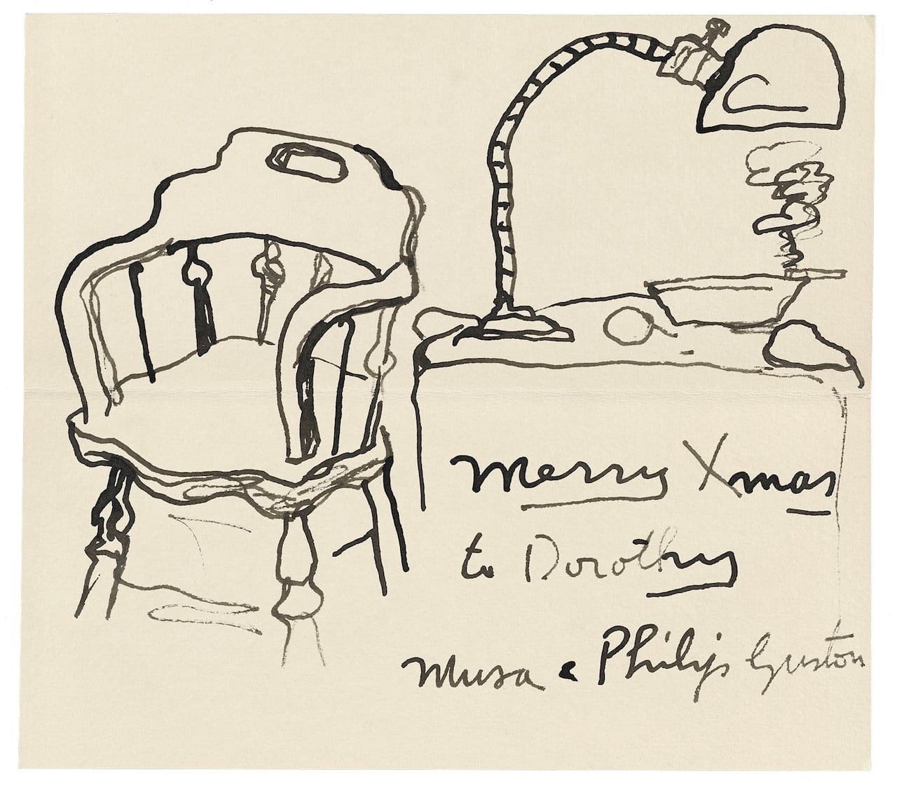 Philip Guston, "To Dorothy Miller" (c. 1972), Watercolor, Dorothy C. Miller papers, ca. 1912–92, Archives of American Art, Smithsonian Institution, © 2014 The Estate of Philip Guston