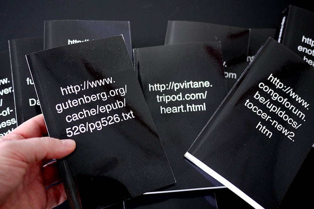 Stephanie Syjuco, Re-editioned texts: Heart of Darkness, 2010. Set of 10 books.