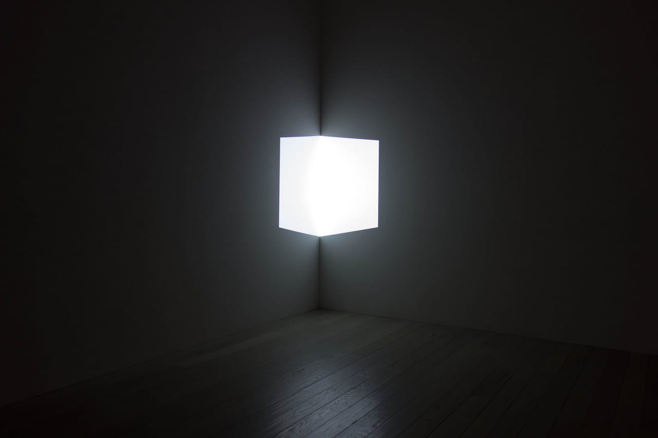 James Turrell, "Stufe (White)" (1967) (photo by  Kent Wang/Flickr)