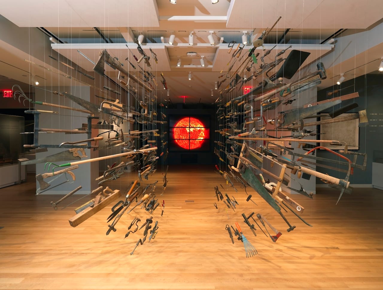 Installation view, "Controller of the Universe" and Solar Wall, in 'Tools: Extending Our Reach' (photo by Matt Flynn, © 2014 Cooper Hewitt, Smithsonian Design Museum) (click to enlarge)