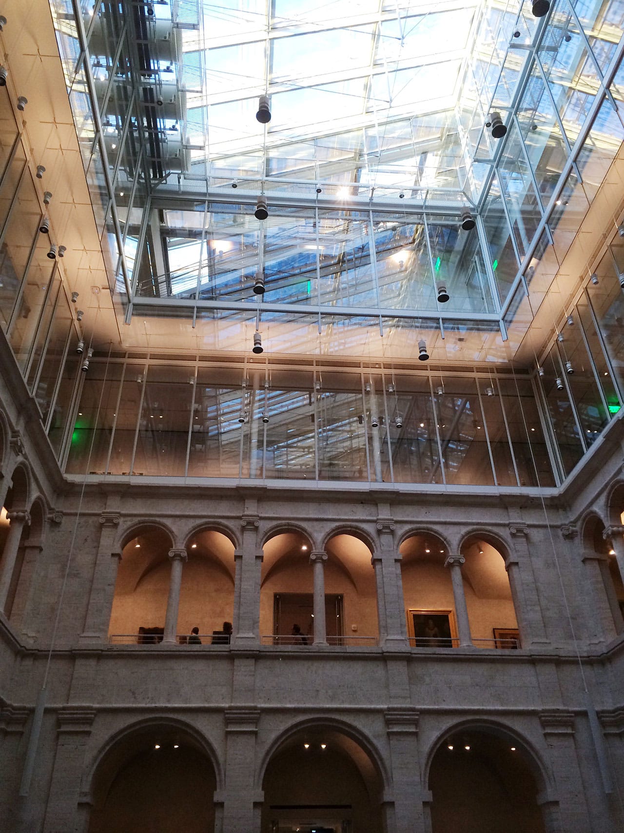 A view of the new building's courtyard, with the glass roof above (click to enlarge)