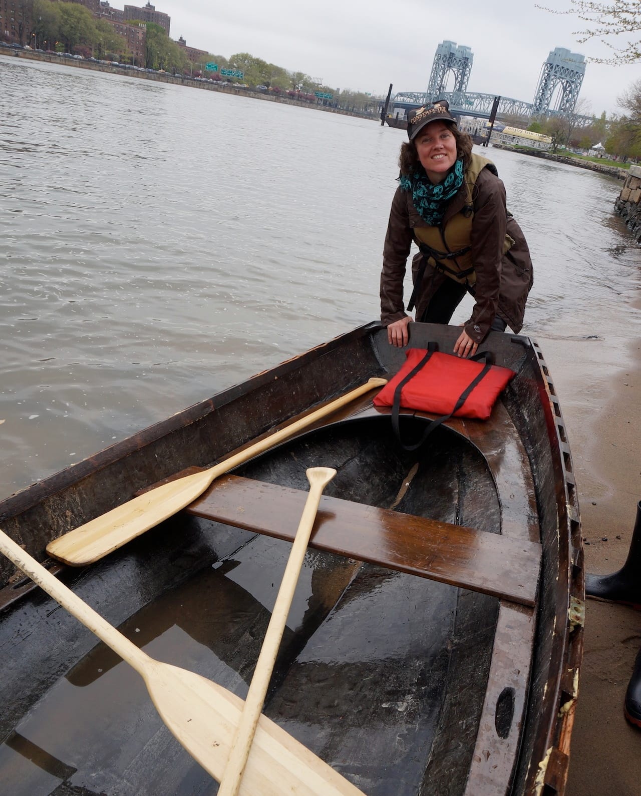 Marie Lorenz with her boat at Frieze New York (photo by Jillian Steinhauer for Hyperallergic) (click to enlarge)