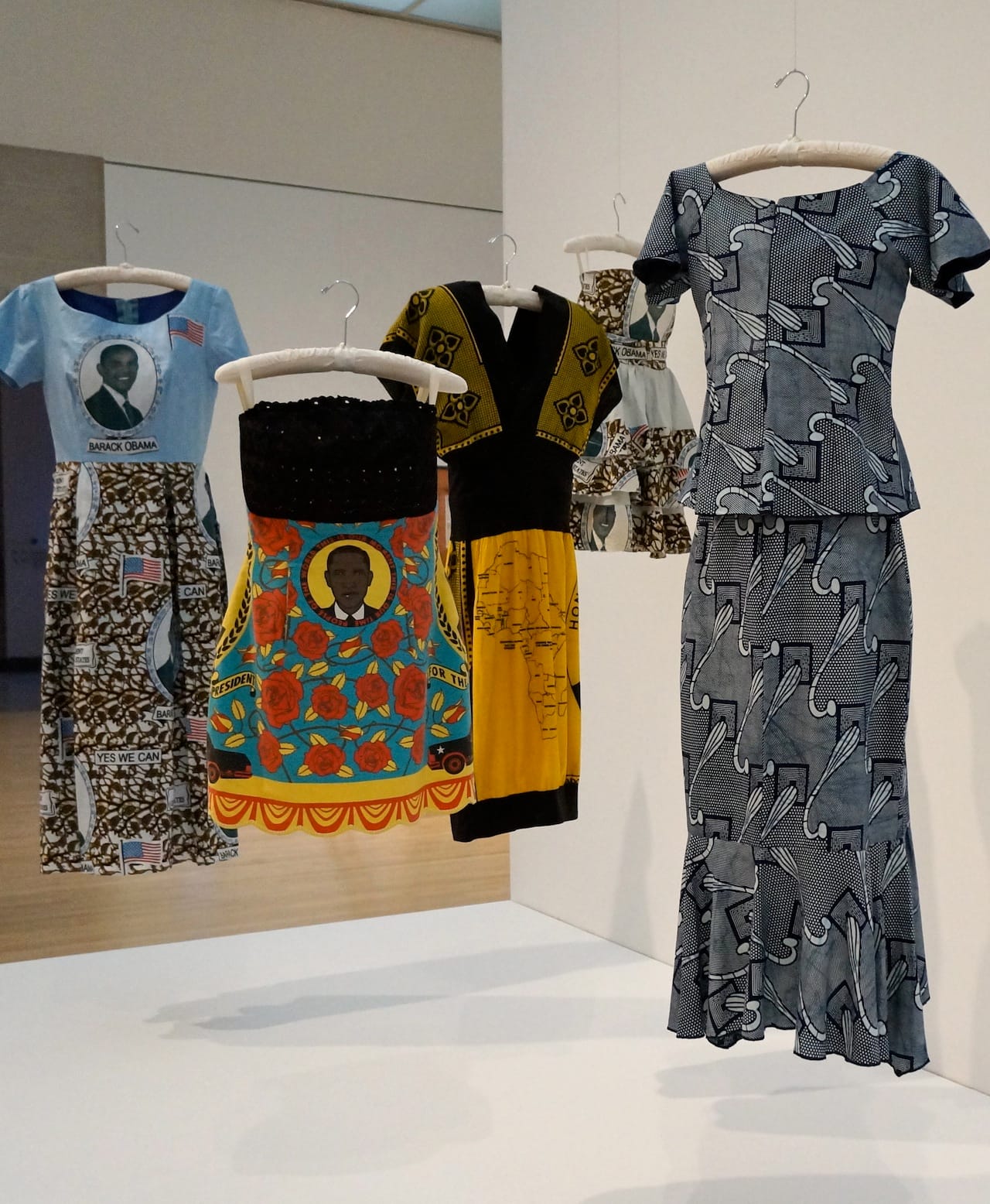 Aisha Cousins, artifacts from the 'Obama Skirt Project' in 'Crossing Brooklyn' at the Brooklyn Museum (all photos by the author for Hyperallergic)